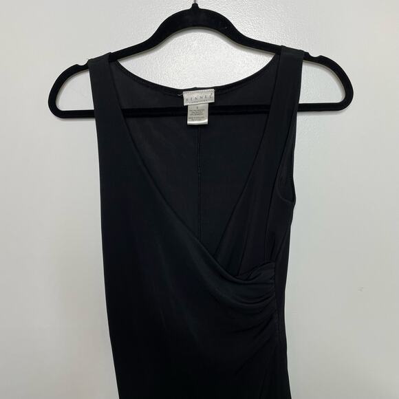 Y2K Hennes Collection Wrap Dress Midi Length Sleeveless Ruched Side Sexy Black 8 - Picture 5 of 10